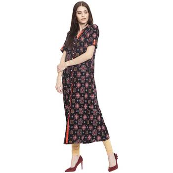Black printed rayon kurti 3