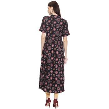 Black printed rayon kurti 4