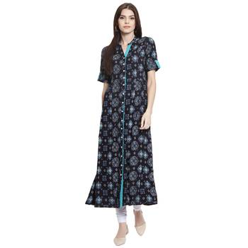 Blue printed rayon kurti 1