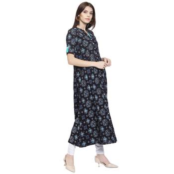 Blue printed rayon kurti 2