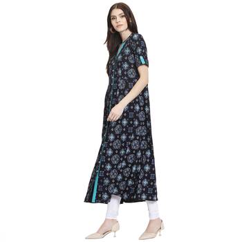 Blue printed rayon kurti 3