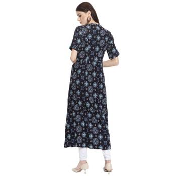 Blue printed rayon kurti 4