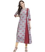 Red printed rayon kurti