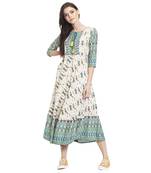White printed polyester kurti
