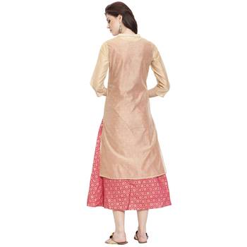 Peach embroidered chanderi kurti 4