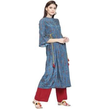 Blue printed polyester kurti 2