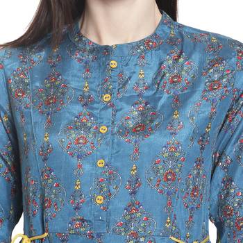 Blue printed polyester kurti 5