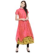 Pink plain chanderi kurti