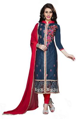 Blue Embroidered Faux Cotton Salwar 1