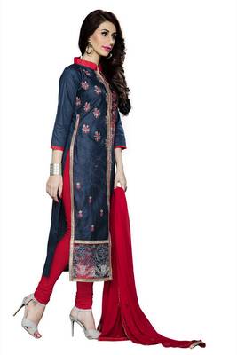 Blue Embroidered Faux Cotton Salwar 2