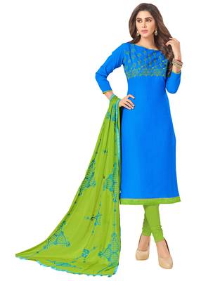 Blue Embroidered Faux Cotton Salwar 1