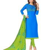 Blue Embroidered Faux Cotton Salwar