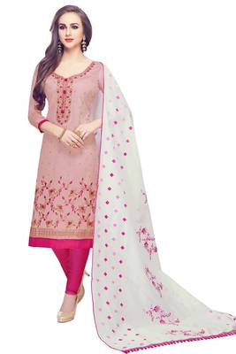 Pink Embroidered Faux Cotton Salwar 1
