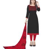 Black Embroidered Faux Cotton Salwar