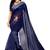Blue plain cotton silk saree with blouse