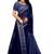 Blue plain cotton silk saree with blouse