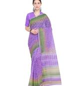 Lavender printed cotton saree with blouse