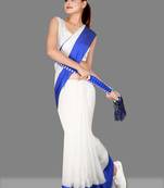 Blue woven cotton silk saree with blouse