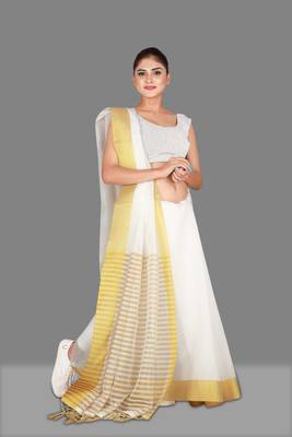Gold woven cotton silk saree with blouse 1