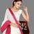 Pink woven cotton silk saree with blouse