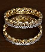 Brass Made CZ stone Embellished Pair of Designer Wedding Essential Bangles