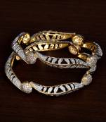 Gold Plated Brass Made CZ Stone Embellished Ball Styled Designer Bangles 