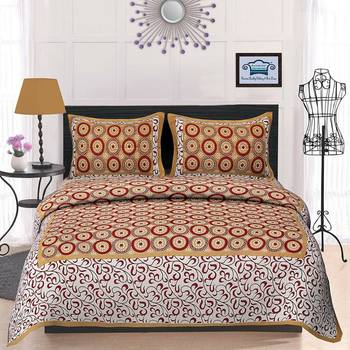 Rudra Jaipuri Prints 100% Cotton Comfort  Double Bedsheets with 2 Pillow Cover 2