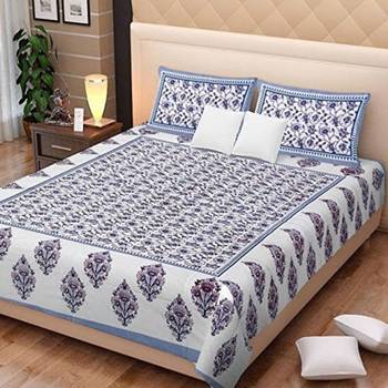 Rudra Jaipuri Prints 100% Cotton Comfort  Double Bedsheets with 2 Pillow Cover 1