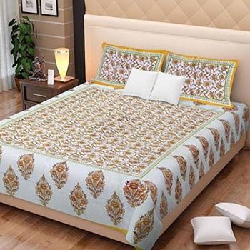 Rudra Jaipuri Prints 100% Cotton Comfort  Double Bedsheets with 2 Pillow Cover 1