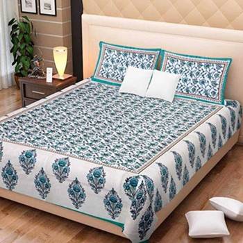 Rudra Jaipuri Prints 100% Cotton Comfort  Double Bedsheets with 2 Pillow Cover 1