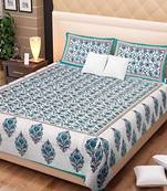 Rudra Jaipuri Prints 100% Cotton Comfort  Double Bedsheets with 2 Pillow Cover