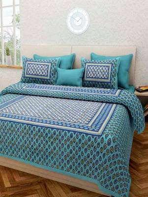 Rudra Jaipuri Prints 100% Cotton Comfort  Double Bedsheets with 2 Pillow Cover 2