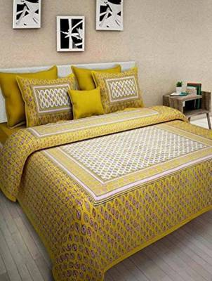 Rudra Jaipuri Prints 100% Cotton Comfort  Double Bedsheets with 2 Pillow Cover 1