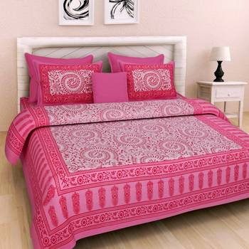 Rudra Jaipuri Prints 100% Cotton Comfort  Double Bedsheets with 2 Pillow Cover 1