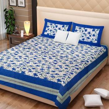 Rudra Jaipuri Prints 100% Cotton Comfort  Double Bedsheets with 2 Pillow Cover 1