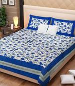 Rudra Jaipuri Prints 100% Cotton Comfort  Double Bedsheets with 2 Pillow Cover