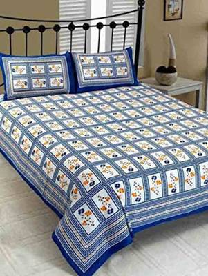 Rudra Jaipuri Prints 100% Cotton Comfort  Double Bedsheets with 2 Pillow Cover 2