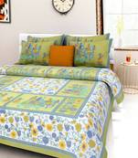 Rudra Jaipuri Prints 100% Cotton Comfort  Double Bedsheets with 2 Pillow Cover