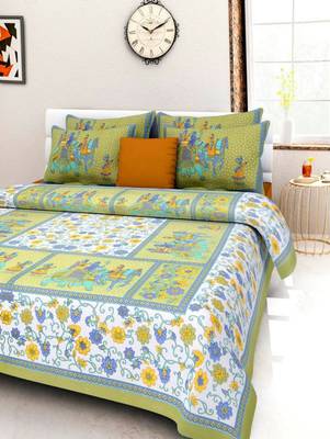 Rudra Jaipuri Prints 100% Cotton Comfort  Double Bedsheets with 2 Pillow Cover 2