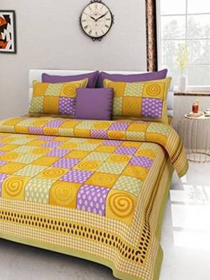 Rudra Jaipuri Prints 100% Cotton Comfort  Double Bedsheets with 2 Pillow Cover 1