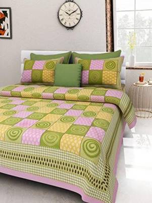 Rudra Jaipuri Prints 100% Cotton Comfort  Double Bedsheets with 2 Pillow Cover 1