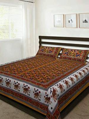 Rudra Jaipuri Prints 100% Cotton Comfort  Double Bedsheets with 2 Pillow Cover 2