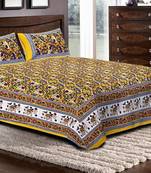 Rudra Jaipuri Prints 100% Cotton Comfort  Double Bedsheets with 2 Pillow Cover
