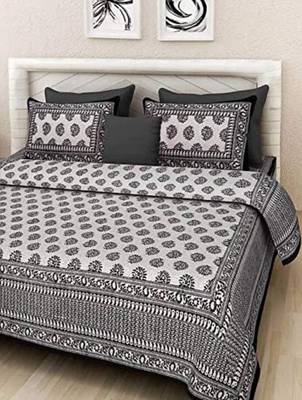 Rudra Jaipuri Prints 100% Cotton Comfort  Double Bedsheets with 2 Pillow Cover 1