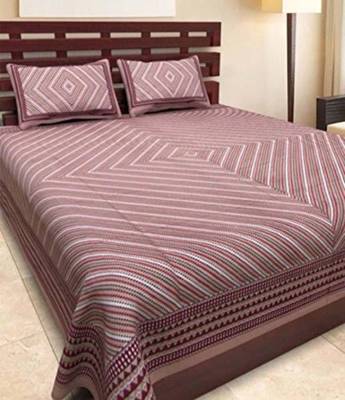Rudra Jaipuri Prints 100% Cotton Comfort  Double Bedsheets with 2 Pillow Cover 1