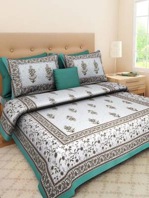 Rudra Jaipuri Prints 100% Cotton Comfort  Double Bedsheets with 2 Pillow Cover 1