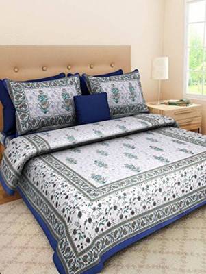 Rudra Jaipuri Prints 100% Cotton Comfort  Double Bedsheets with 2 Pillow Cover 1