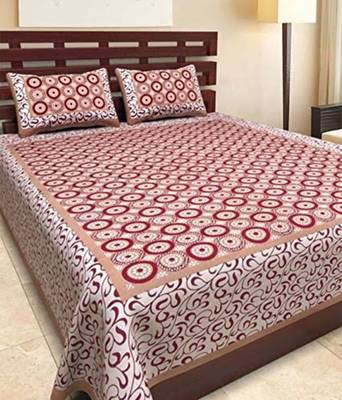 Rudra Jaipuri Prints 100% Cotton Comfort  Double Bedsheets with 2 Pillow Cover 1