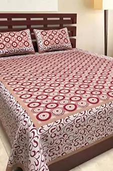 Rudra Jaipuri Prints 100% Cotton Comfort  Double Bedsheets with 2 Pillow Cover