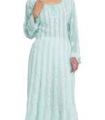 Sea Green Embroidered Georgette Chikankari Kurti